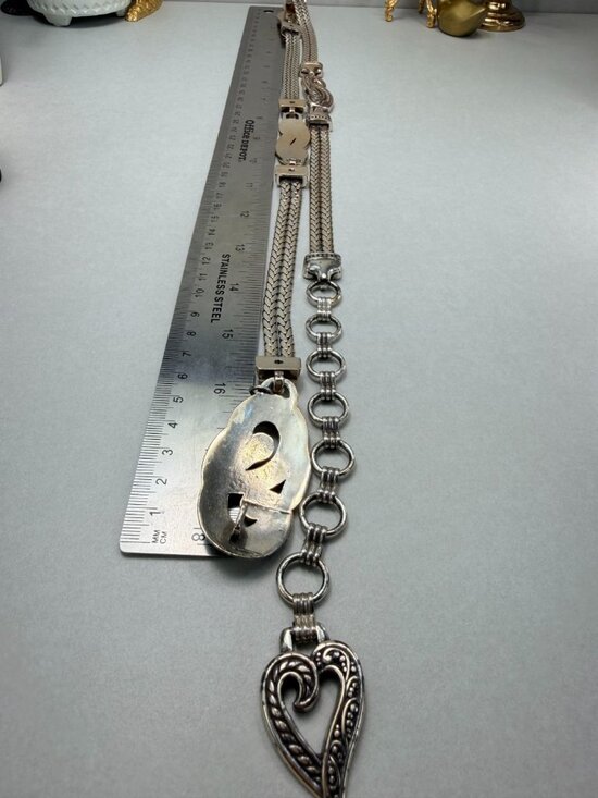 Brighton Silver Tone Chain Belt Heart Charm Adjustable Statement main image 5
